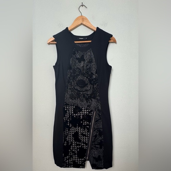 Desigual 17WWVW30 Black Vane Printed Sleeveless asymmetrical zip Mini Dress 38 - Picture 5 of 16